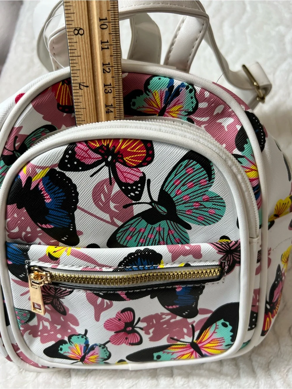 Butterfly Print Mini Backpack - Multicolor on White